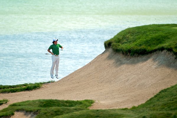 Rory McIlroy lost in bunker at Whistling Straights