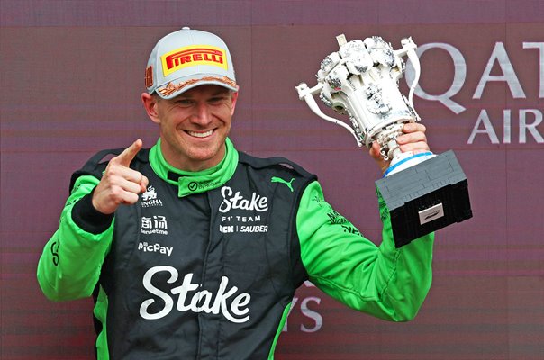 Nico Hulkenberg Germany celebrates podium finish British Grand Prix Silverstone 2025