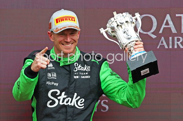 Nico Hulkenberg Germany celebrates podium finish British Grand Prix Silverstone 2025