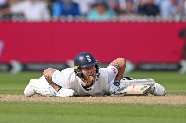 Ben Stokes England hits floor v India 4th Test Match Old Trafford 2025