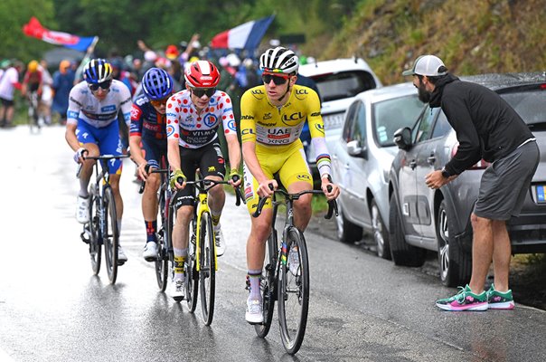 Top 4 GC riders Tadej Pogacar, Jonas Vingegaard, Oscar Onley & Florian Lipowitz Stage 19 Tour 2025
