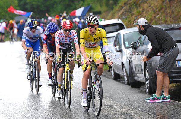 Top 4 GC riders Tadej Pogacar, Jonas Vingegaard, Oscar Onley & Florian Lipowitz Stage 19 Tour 2025