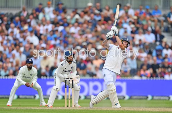 Ben Stokes England hits a 6 v India 4th Test Match Old Trafford 2025