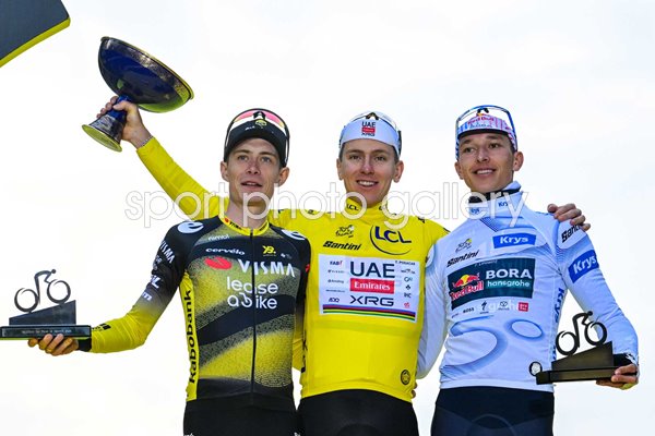 Jonas Vingegaard, Tadej Pogacar & Florian Lipowitz Paris Tour de France 2025 