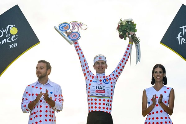 Tadej Pogacar Slovenia Polka Dot Mountains Jersey Paris Tour de France 2025