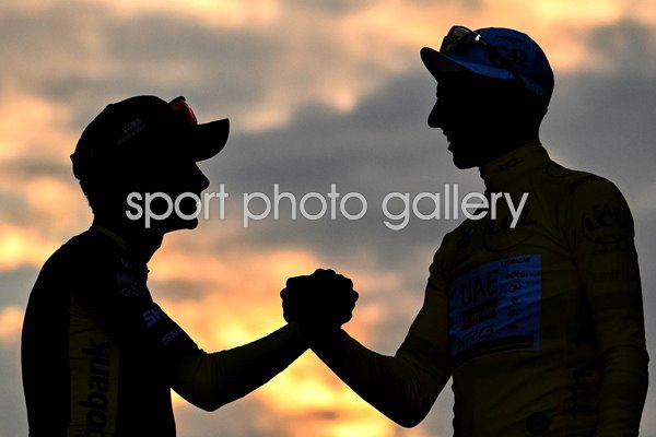 Jonas Vingegaard & Tadej Pogacar Paris Podium Silhouette Tour de France 2025