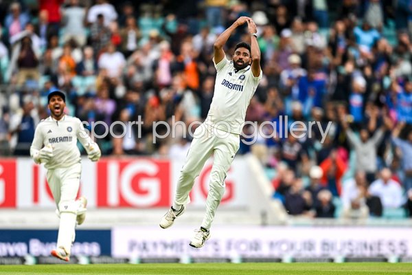Mohammed Siraj celebrates match winning wicket 5th Test Oval 2025