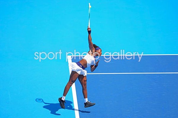 Coco Gauff USA serves v Xinyu Wang Cincinnati Open 2025  
