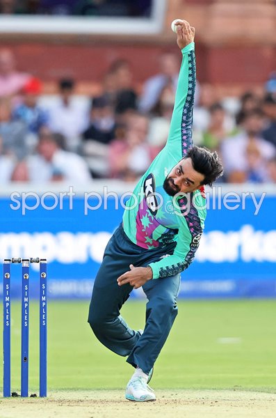 Rashid Khan Oval Invincibles bowls v London Spirit The Hundred Lord's 2025