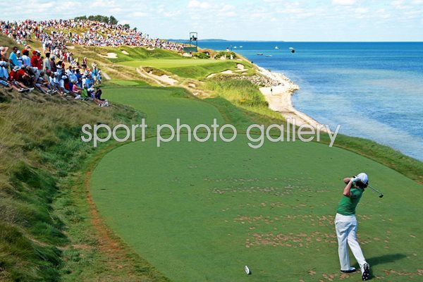Rory McIlroy plays his tee shot - 7th Whistling Straights