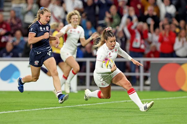 Jess Breach England scores v USA Women's Rugby World Cup 2025