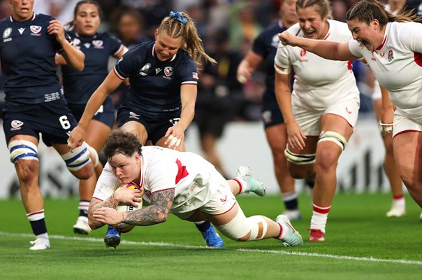 Hannah Botterman England scores v USA Women's Rugby World Cup 2025  