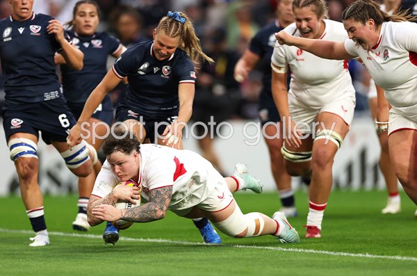 Hannah Botterman England scores v USA Women's Rugby World Cup 2025  