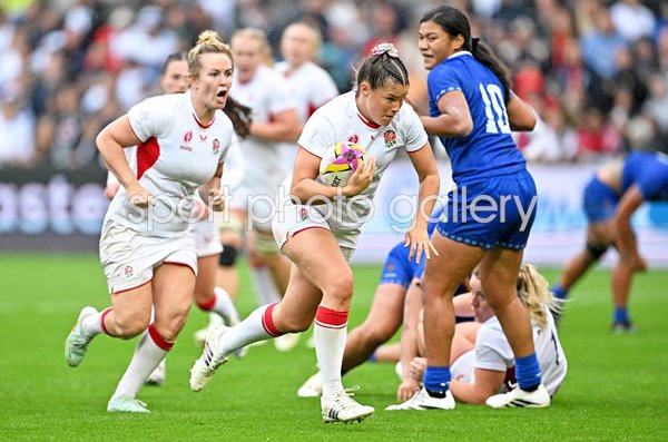 Jess Breach England scores v Samoa Women's Rugby World Cup 2025  