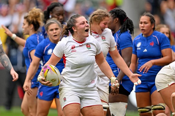 Amy Cokayne England scores v France Semi Final Women's Rugby World Cup 2025