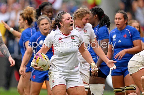 Amy Cokayne England scores v France Semi Final Women's Rugby World Cup 2025