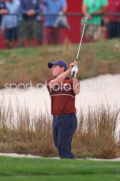 Matt Fitzpatrick Europe stunning bunker shot 18th Day 2 Fourballs Ryder Cup 2025 