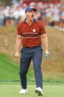 Rory McIlroy Europe celebrates Saturday Afternoon Fourballs Ryder Cup 2025