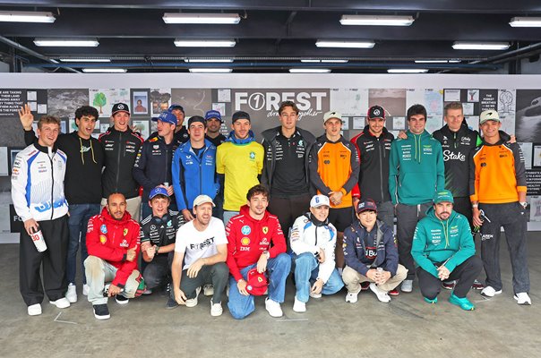 The F1 drivers and Sebastian Vettel Brazilian F1 Grand Prix 2025