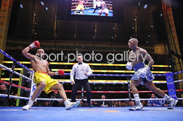 Conor Benn knocks down Chris Eubank Jr Round 12 Tottenham Stadium November 2025