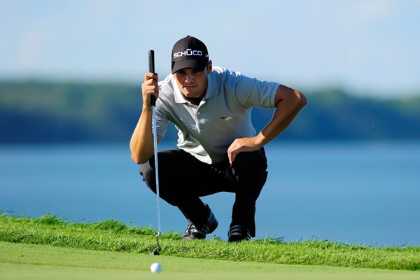 Martin Kaymer of Germany lines up a  putt - USPGA 2010