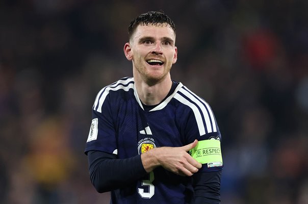 Andy Robertson Scotland celebrates World Cup 2026 qualification Hampden Park Glasgow 2025