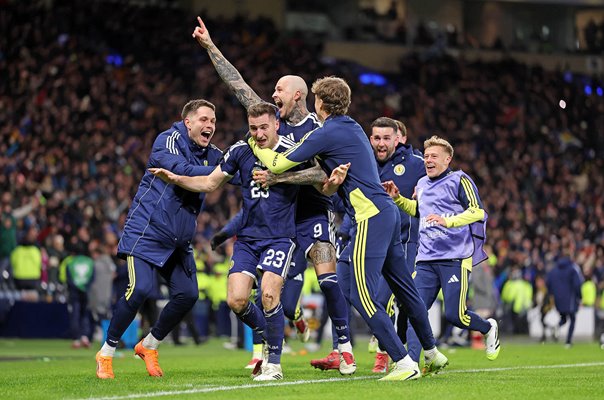 Scotland celebrate Kenny McLean winner v Denmark World Cup 2026 Qualifier