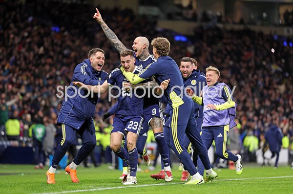 Scotland celebrate Kenny McLean winner v Denmark World Cup 2026 Qualifier