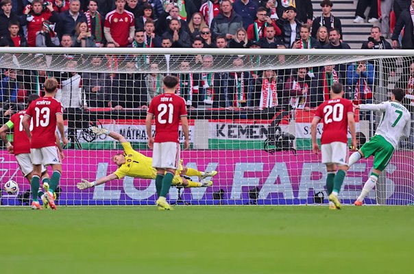 Troy Parrott Ireland scores penalty v Hungary World Cup 2026 Qualifier