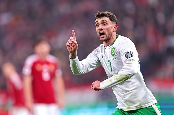 Troy Parrott Republic of Ireland celebrates v Hungary World Cup 2026 Qualifier