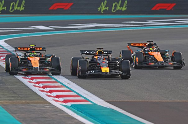 Max Verstappen leads Lando Norris & Oscar Piastri Abu Dhabi Grand Prix 2025