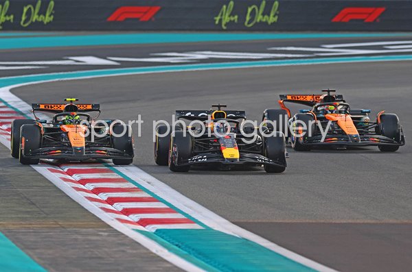 Max Verstappen leads Lando Norris & Oscar Piastri Abu Dhabi Grand Prix 2025