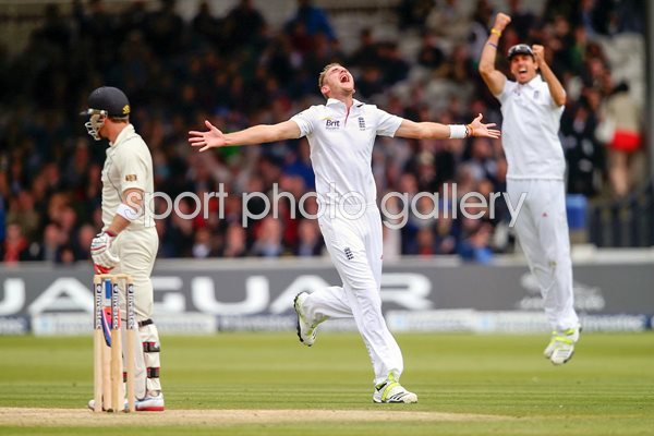 Stuart Broad celebrates dismissing Brendon McCullum Lords 2013