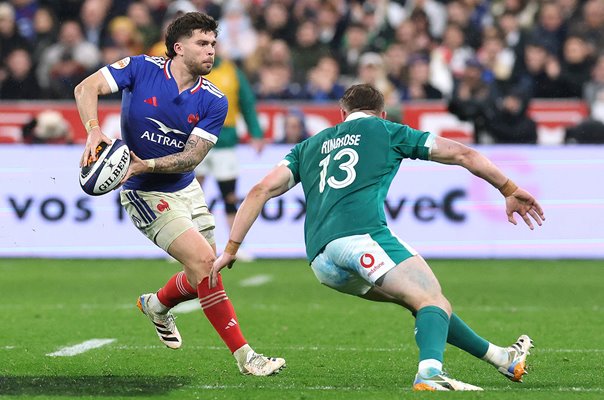 Matthieu Jalibert France v Garry Ringrose Ireland Six Nations Paris 2026