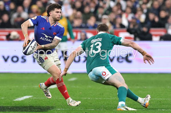 Matthieu Jalibert France v Garry Ringrose Ireland Six Nations Paris 2026