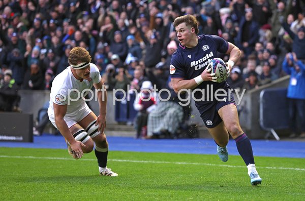 Huw Jones Scotland opening try v England Murrayfield Six Nations 2026