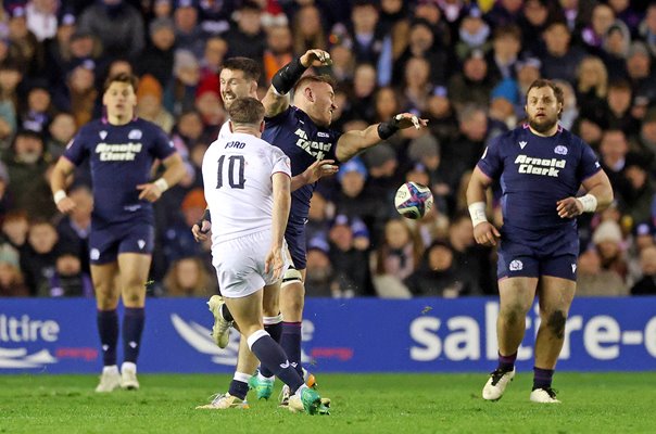 Matt Fagerson Scotland charges down George Ford England drop goal Six Nations 2026