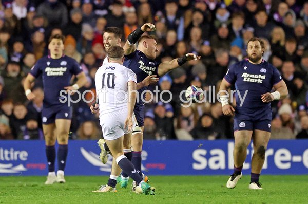 Matt Fagerson Scotland charges down George Ford England drop goal Six Nations 2026