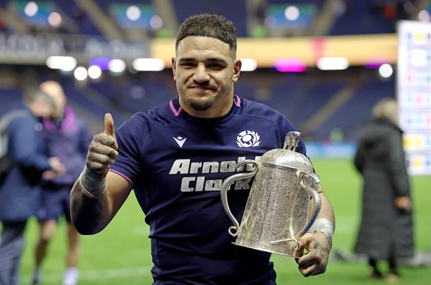 Sione Tuipulotu Scotland captain celebrates Calcutta Cup win Murrayfield Six Nations 2026
