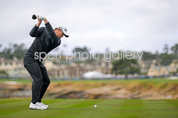 Collin Morikawa USA 18th tee Pebble Beach Pro-Am 2026