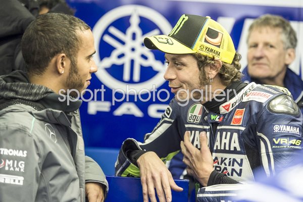 Valentino Rossi and Lewis Hamilton Moto GP Of France 2013