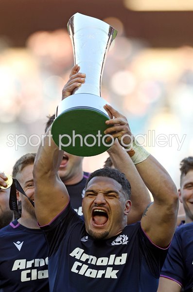 Sione Tuipulotu Scotland celebrates win v France Murrayfield Six Nations 2026