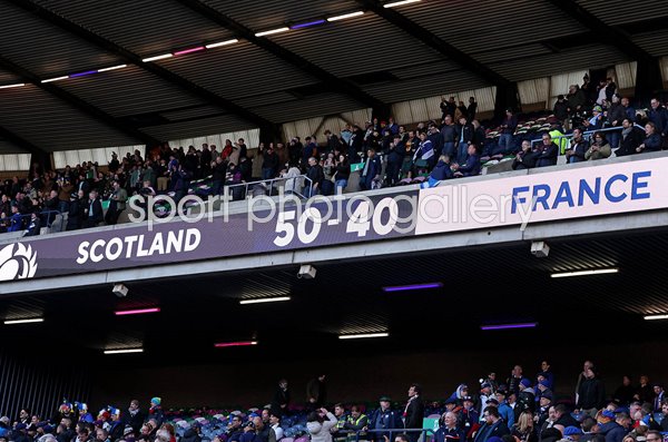 Final Scoreboad Scotland 50 v 40 France Murrayfield Six Nations 2026