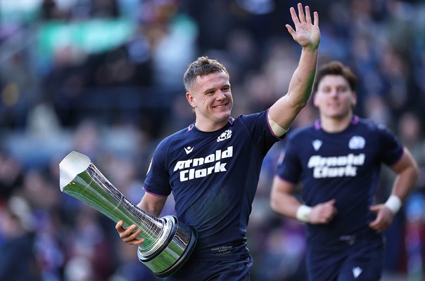 Darcy Graham celebrates epic win v France Murrayfield Six Nations 2026