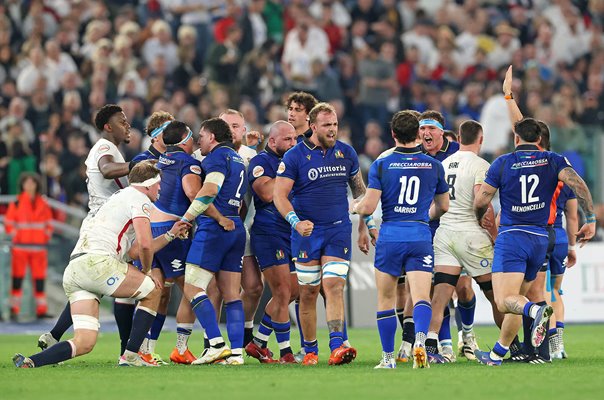Italy celebrate penalty v England Rome Six Nations 2026