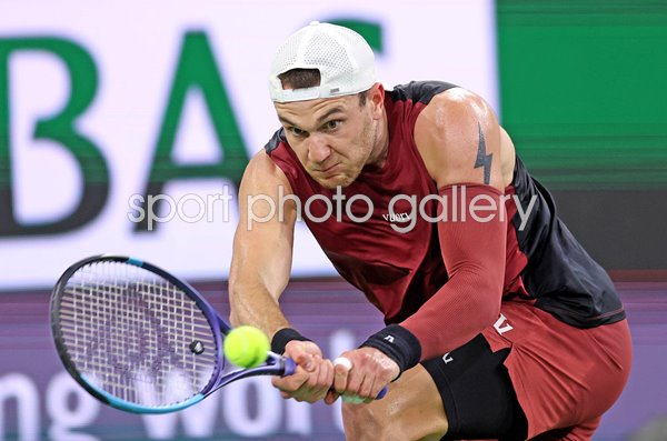 Jack Draper Great Britain backhand v Novak Djokovic Indian Wells 2026 