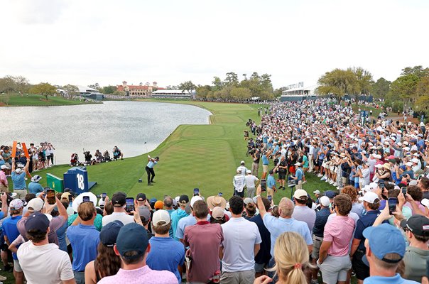 Cameron Young USA 18th tee shot The Players TPC Sawgrass 2026 