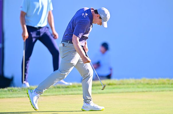 Matt Fitzpatrick England celebrates winning putt Valspar Championship 2026