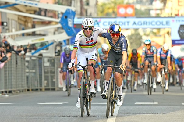 Tadej Pogacar Slovenia & Thomas Pidcock Great Britain Milano-Sanremo 2026 