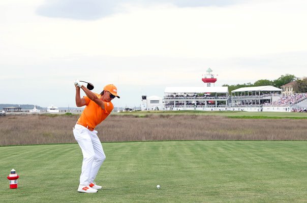 Rickie Fowler USA 18th tee Harbour Town Golf Links Hilton Head 2026 